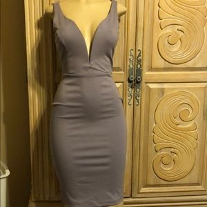 Windsor Lavender  knit deep plunge slinky dress M